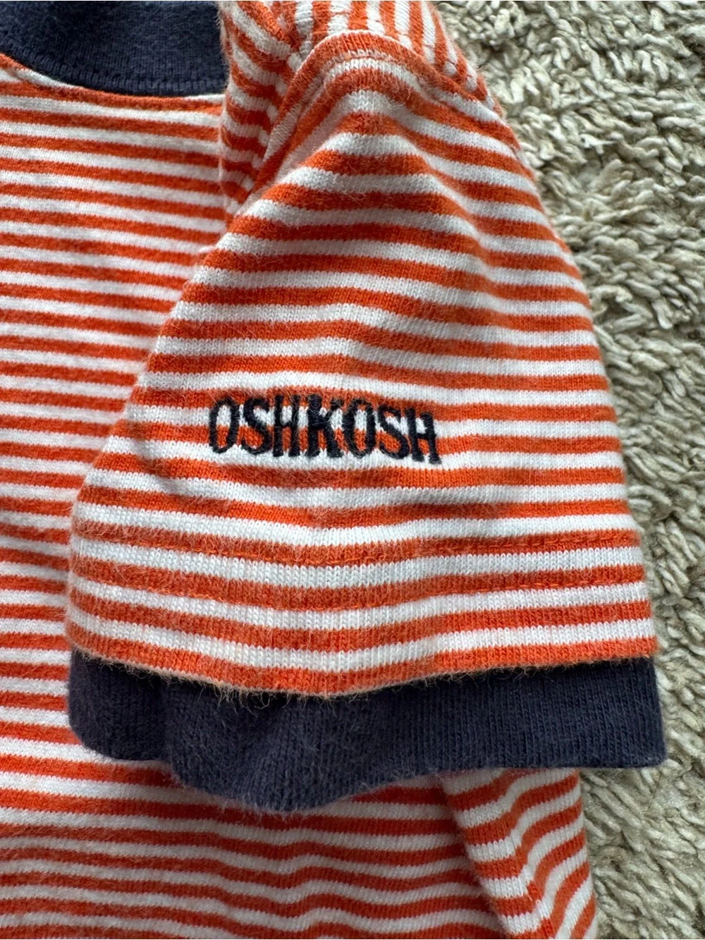 OshKosh B’gosh Red White Striped Pocket Bodysuit 3-6 Months Short Sleeve